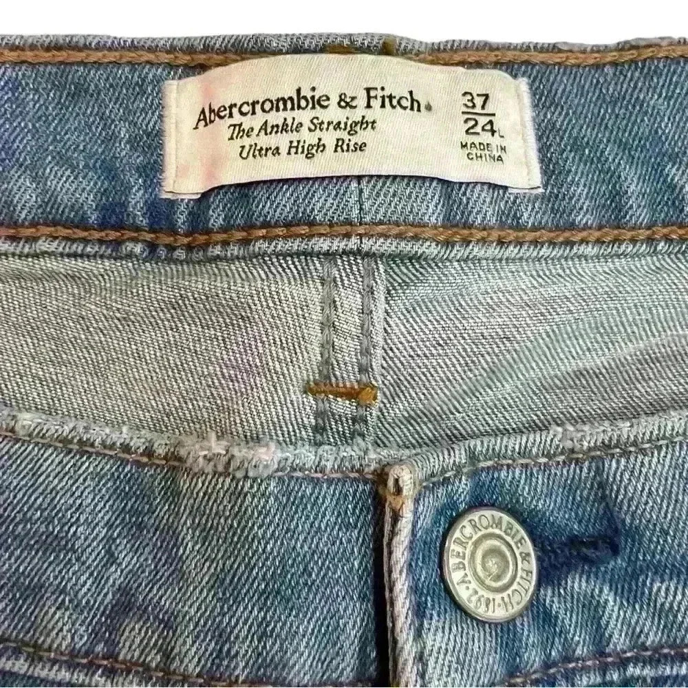 NWT Abercrombie & Fitch Ankle Straight High Rise Jeans Size 37 - Picture 4 of 5